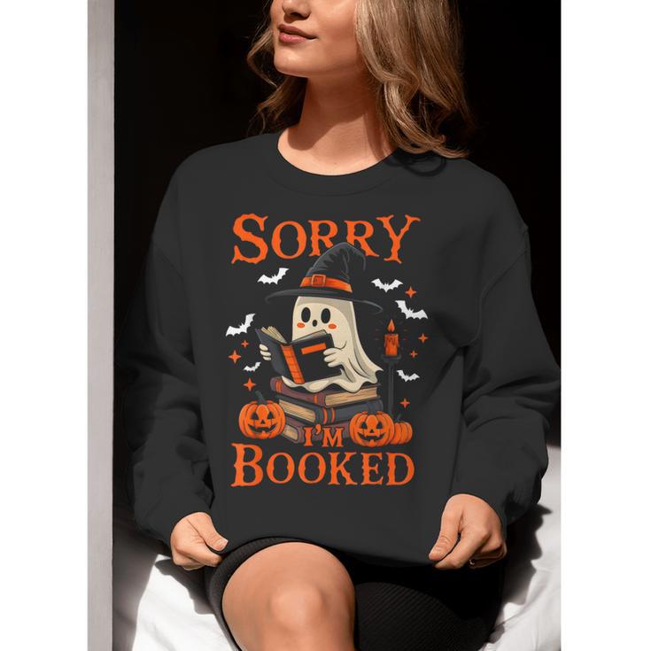Sorry I'm Booked Ghost Reading Book Lover Teacher Halloween Women Crewneck Sweatshirt, funny gift Sorry I'm Booked Ghost Reading Book Lover Teacher Halloween Women Crewneck Sweatshirt, funny gift