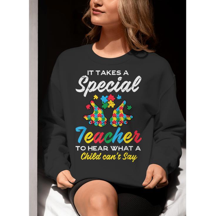 Special Teacher To Hear Child Cant Say Autism Awareness Sped Women Crewneck Sweatshirt, funny gift