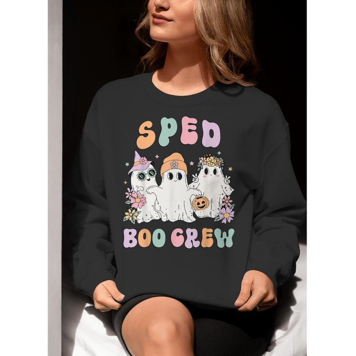 SPED Boo Crew Halloween Floral Ghost Special Ed SPED Teacher For Men Women Kids Women Crewneck Sweatshirt, funny gift
