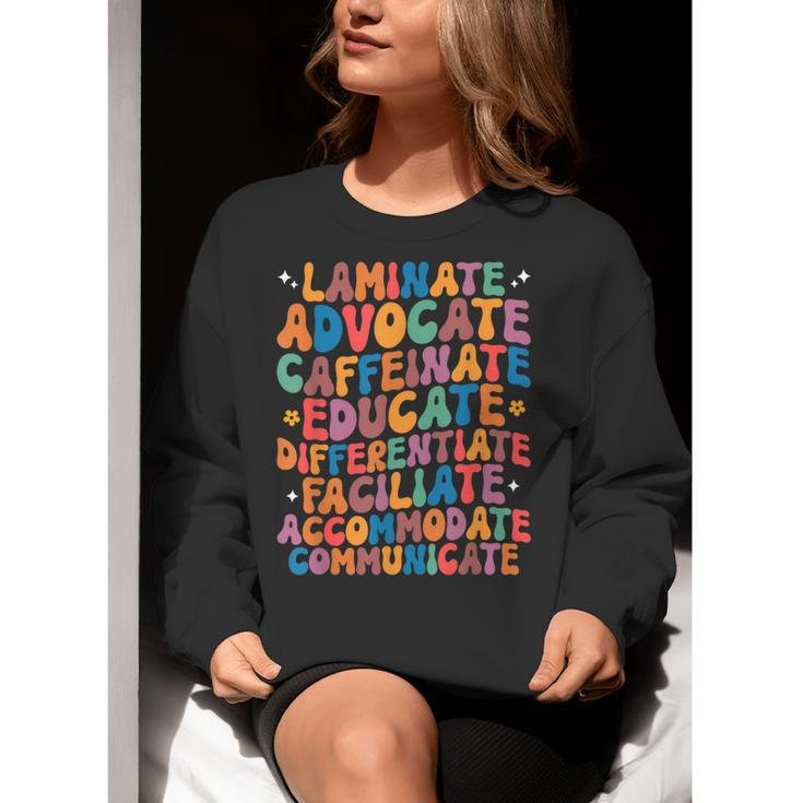 Sped Caffeinate Advocate Laminate Educate Teacher Men Women Kids Women Crewneck Sweatshirt, funny gift