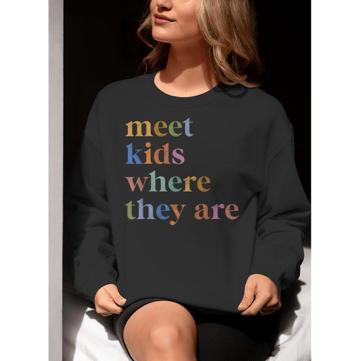 SPED Teacher SLP Meet Kids Where They Are Special Education Women Crewneck Sweatshirt, funny gift SPED Teacher SLP Meet Kids Where They Are Special Education Women Crewneck Sweatshirt, funny gift