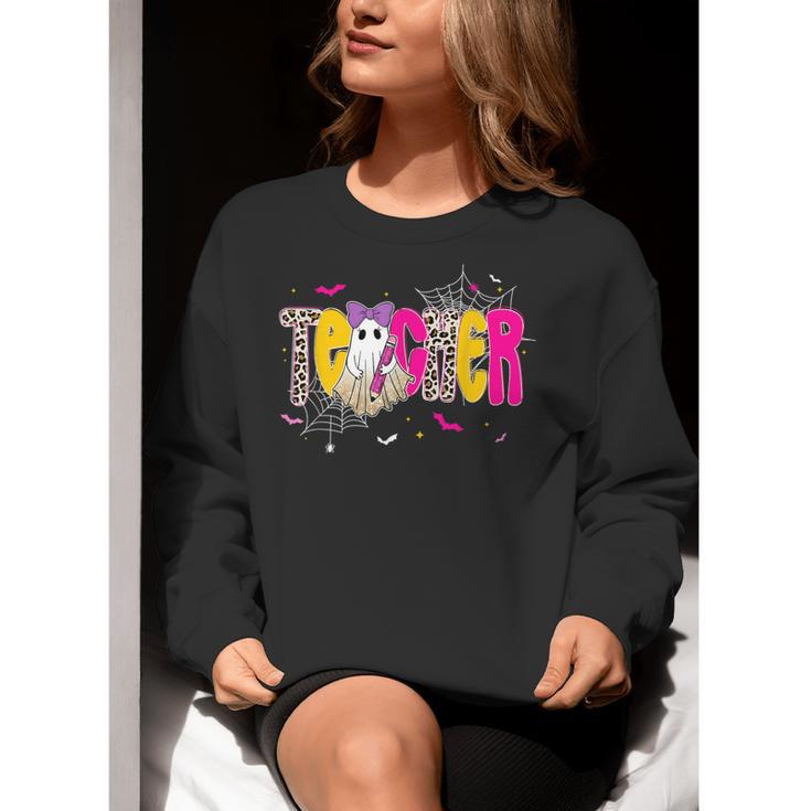Spooky Halloween Teacher Para Counselor SPED Preppy Boo Kids Women Crewneck Sweatshirt, funny gift