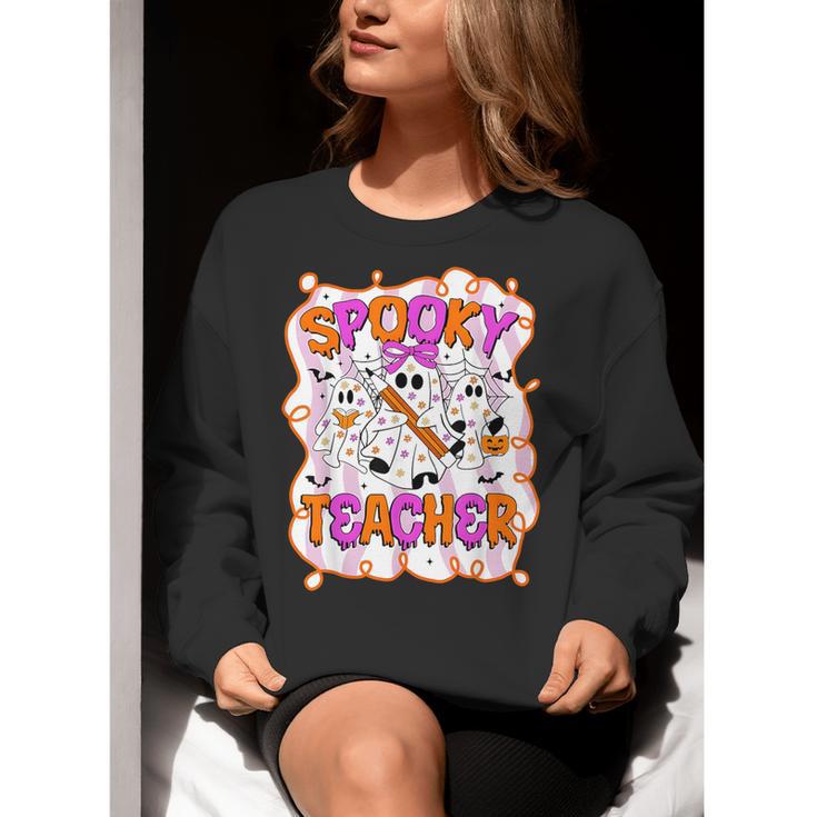 Spooky Teacher Ghost Pencil Teacher Halloween Teacher Women Crewneck Sweatshirt, funny gift