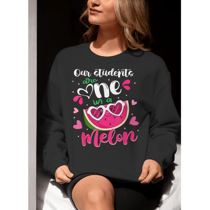 Our Students Are One In A Melon Teacher Watermelon Summer Women Crewneck Sweatshirt, funny gift Our Students Are One In A Melon Teacher Watermelon Summer Women Crewneck Sweatshirt, funny gift