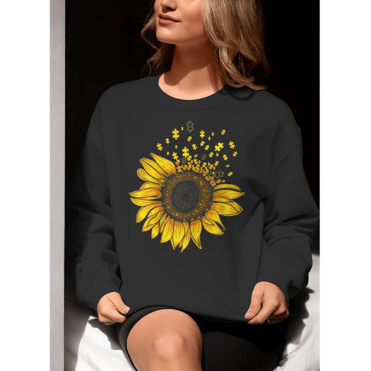 Sunflower Puzzle Pieces Autism Awareness For Mom Teacher For Women Women Crewneck Sweatshirt, funny gift Sunflower Puzzle Pieces Autism Awareness For Mom Teacher For Women Women Crewneck Sweatshirt, funny gift