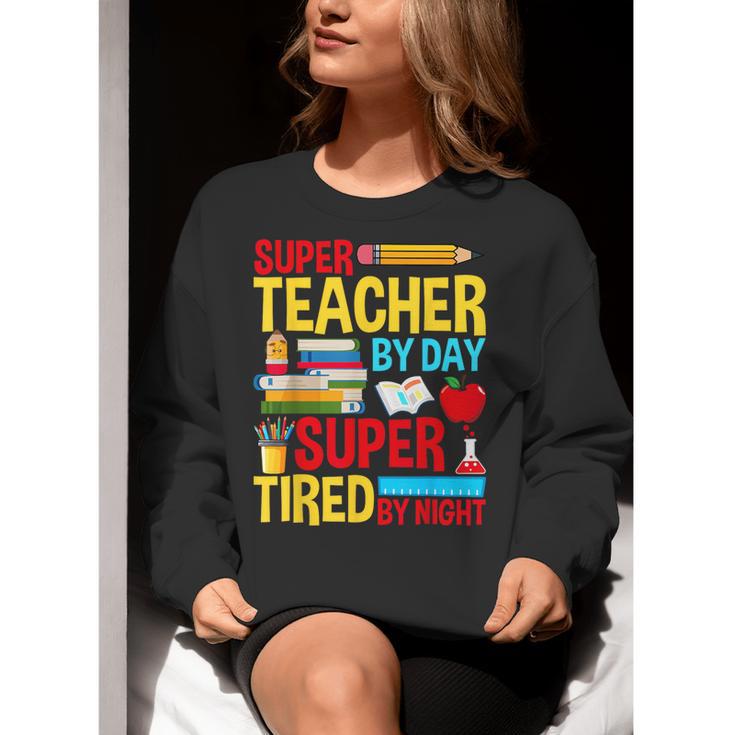 Super Teacher By Day Super Tired By Night Superhero Teacher Women Crewneck Sweatshirt, Super Teacher Sweatshirts, funny gift Super Teacher By Day Super Tired By Night Superhero Teacher Women Crewneck Sweatshirt, Super Teacher Sweatshirts, funny gift