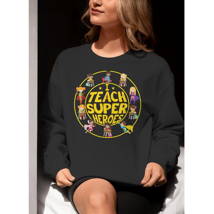 Superhero Teacher I Teach Super Heroes Women Crewneck Sweatshirt, Super Teacher Sweatshirts, funny gift