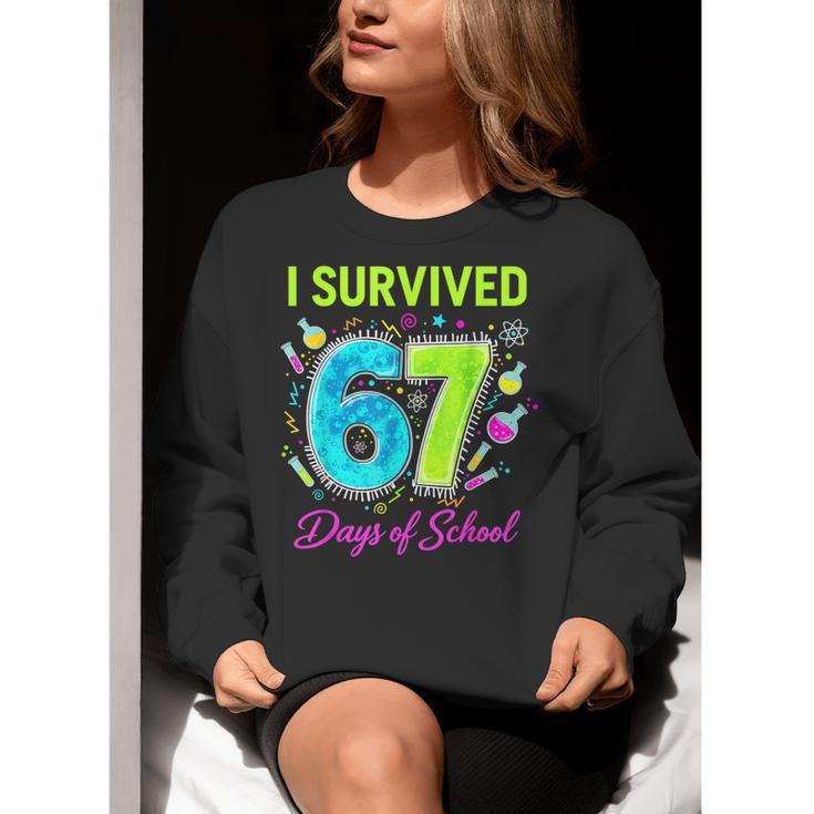 I Survived 67 Days Of School 67 Meme Science Teacher Women Crewneck Sweatshirt, Science Teacher Sweatshirts, funny gift I Survived 67 Days Of School 67 Meme Science Teacher Women Crewneck Sweatshirt, Science Teacher Sweatshirts, funny gift