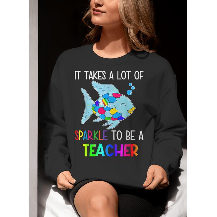 It Takes A Lot Of Sparkle To Be A Teacher Rainbow Fish For Men Women Women Crewneck Sweatshirt, funny gift It Takes A Lot Of Sparkle To Be A Teacher Rainbow Fish For Men Women Women Crewneck Sweatshirt, funny gift