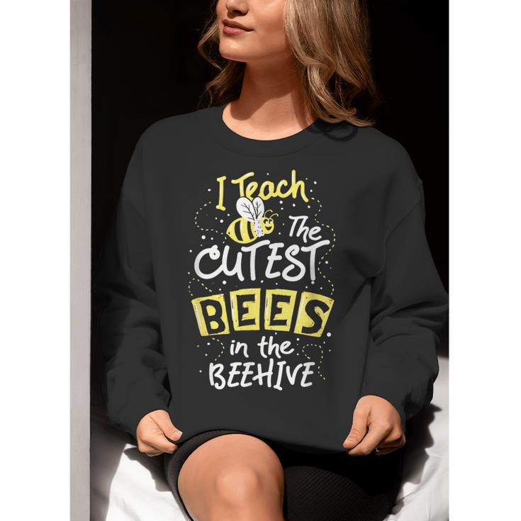 I Teach The Cutest Bees In The Beehive Kindergarten Teacher Women Crewneck Sweatshirt, funny gift I Teach The Cutest Bees In The Beehive Kindergarten Teacher Women Crewneck Sweatshirt, funny gift