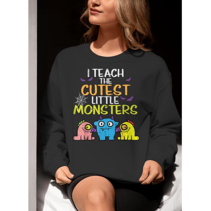 I Teach Cutest Little Monsters Halloween Teacher Men Women Women Crewneck Sweatshirt, funny gift