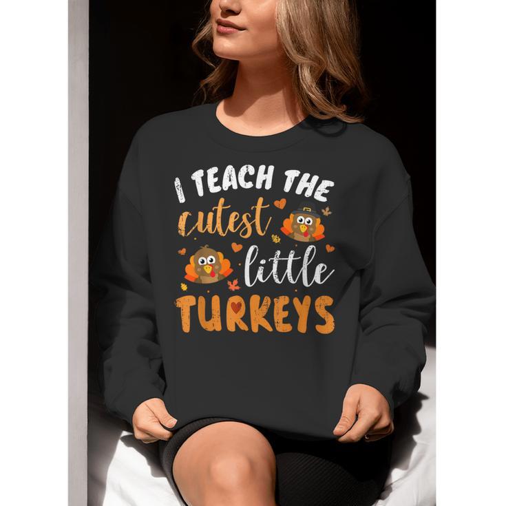 I Teach The Cutest Little Turkeys For Teacher Thanksgiving Women Crewneck Sweatshirt, funny gift