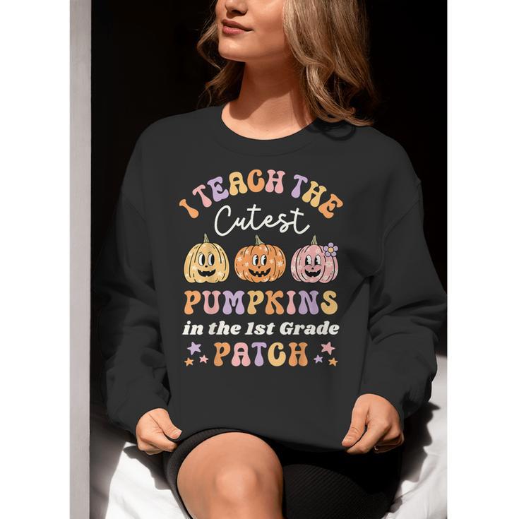 I Teach The Cutest Pumpkins In The Patch 1st Grade Teacher For Men Women Kids Women Crewneck Sweatshirt, funny gift
