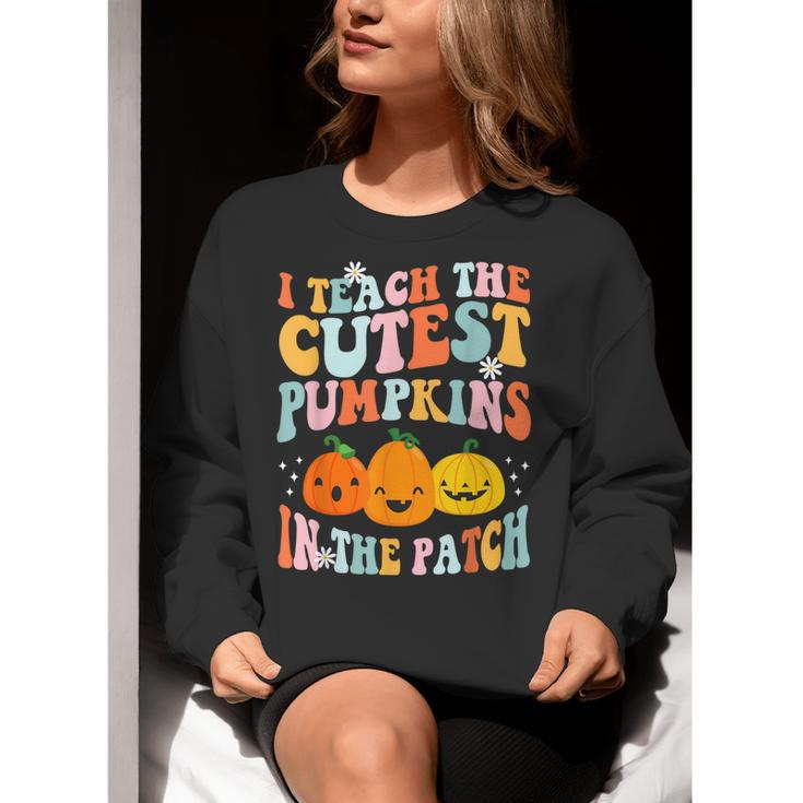 I Teach The Cutest Pumpkins In The Patch Teacher Women Crewneck Sweatshirt, funny gift