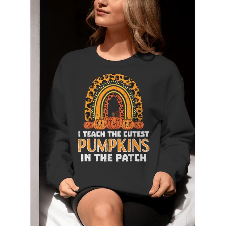 Teach Leopard Rainbow Cute Halloween Costume Teacher Women Women Crewneck Sweatshirt, funny gift