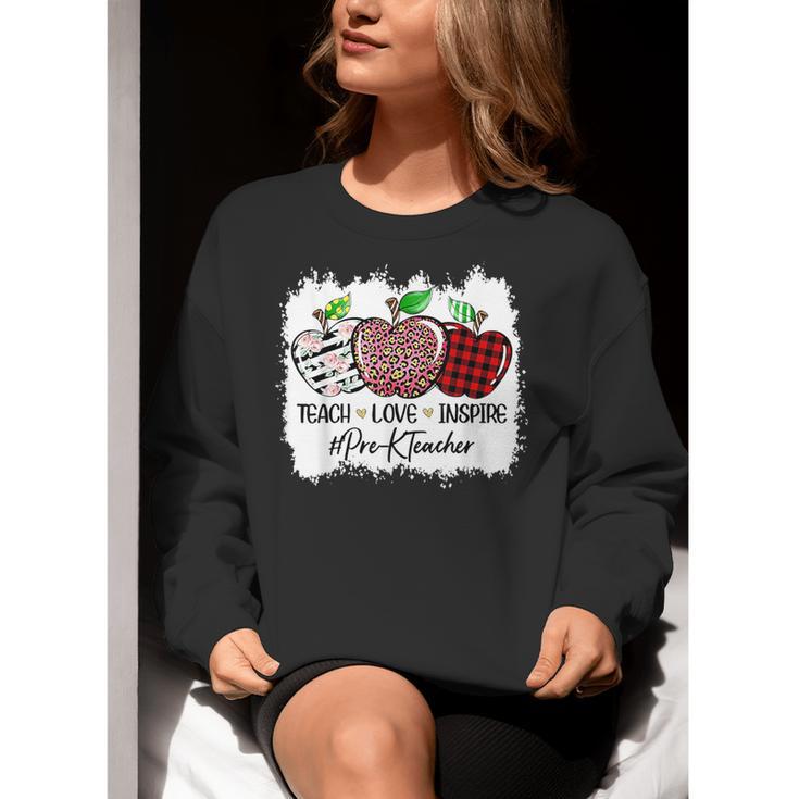 Teach Love Inspire Pre-k Teacher Apple Leopard Red Plain Women Crewneck Sweatshirt, funny gift Teach Love Inspire Pre-k Teacher Apple Leopard Red Plain Women Crewneck Sweatshirt, funny gift