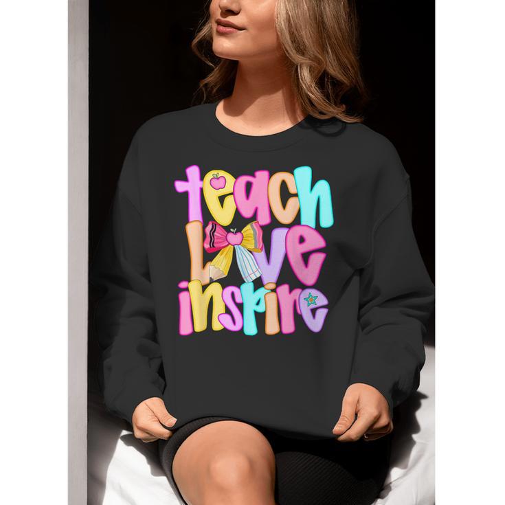 Teach Love Inspire Preppy Back To School Teacher Women Women Crewneck Sweatshirt, funny gift Teach Love Inspire Preppy Back To School Teacher Women Women Crewneck Sweatshirt, funny gift