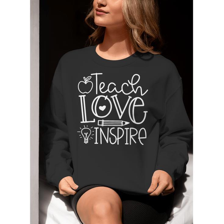 Teach Love Inspire Retro Teacher Kids Back To School Women Crewneck Sweatshirt, funny gift Teach Love Inspire Retro Teacher Kids Back To School Women Crewneck Sweatshirt, funny gift