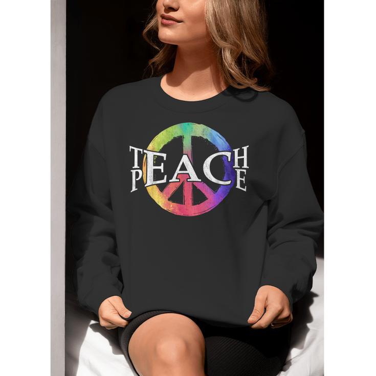 Teach Peace For Teachers And Educators Counselor Women Crewneck Sweatshirt, funny gift