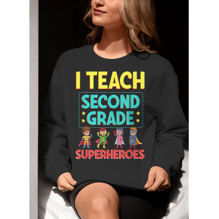 I Teach Second Grade Superheroes Teacher Superhero Women Crewneck Sweatshirt, funny gift I Teach Second Grade Superheroes Teacher Superhero Women Crewneck Sweatshirt, funny gift