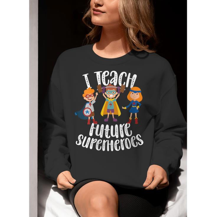 I Teach Superheroes Cute Back To School Teacher Women Crewneck Sweatshirt, funny gift I Teach Superheroes Cute Back To School Teacher Women Crewneck Sweatshirt, funny gift