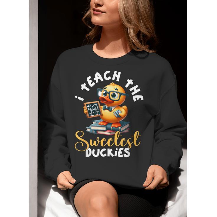 I Teach The Sweetest Duckies Teacher Rubber Duck Teaching Women Crewneck Sweatshirt, funny gift