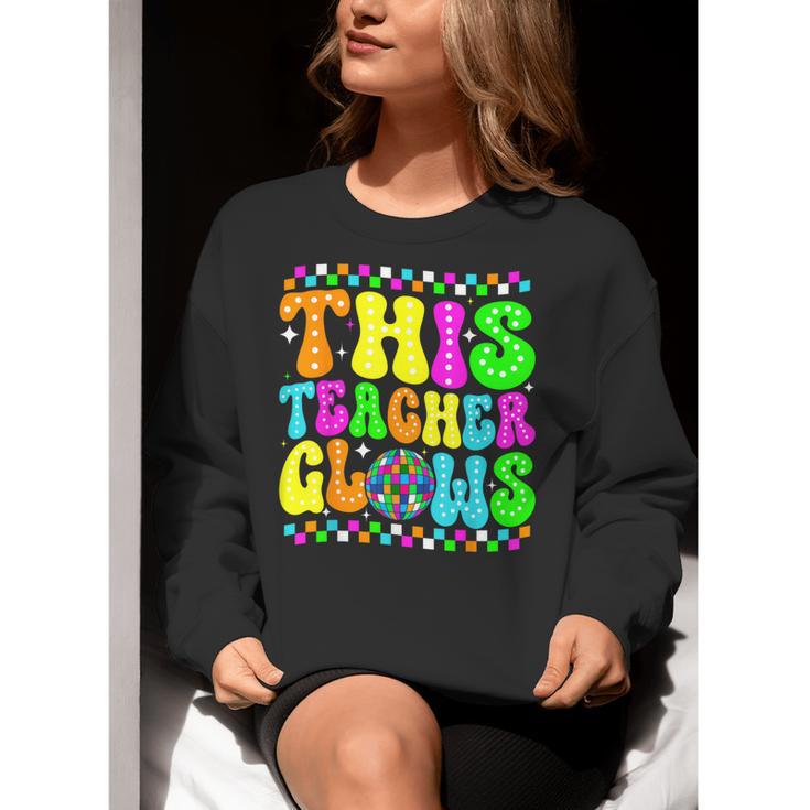 This Teacher 80s 90s Teachers's Day Glows Last Day Of School Women Crewneck Sweatshirt, 90s Teacher Sweatshirts, funny gift This Teacher 80s 90s Teachers's Day Glows Last Day Of School Women Crewneck Sweatshirt, 90s Teacher Sweatshirts, funny gift