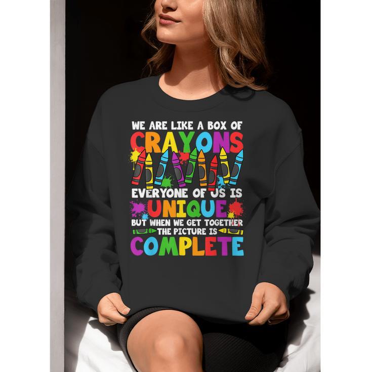 Teacher We Are Like A Box Of Crayons Back To School Women Crewneck Sweatshirt, funny gift Teacher We Are Like A Box Of Crayons Back To School Women Crewneck Sweatshirt, funny gift