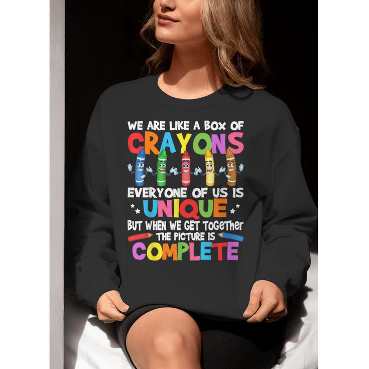 Teacher We Are Like a Box Of Crayons For Men Women Kids Women Crewneck Sweatshirt, funny gift Teacher We Are Like a Box Of Crayons For Men Women Kids Women Crewneck Sweatshirt, funny gift