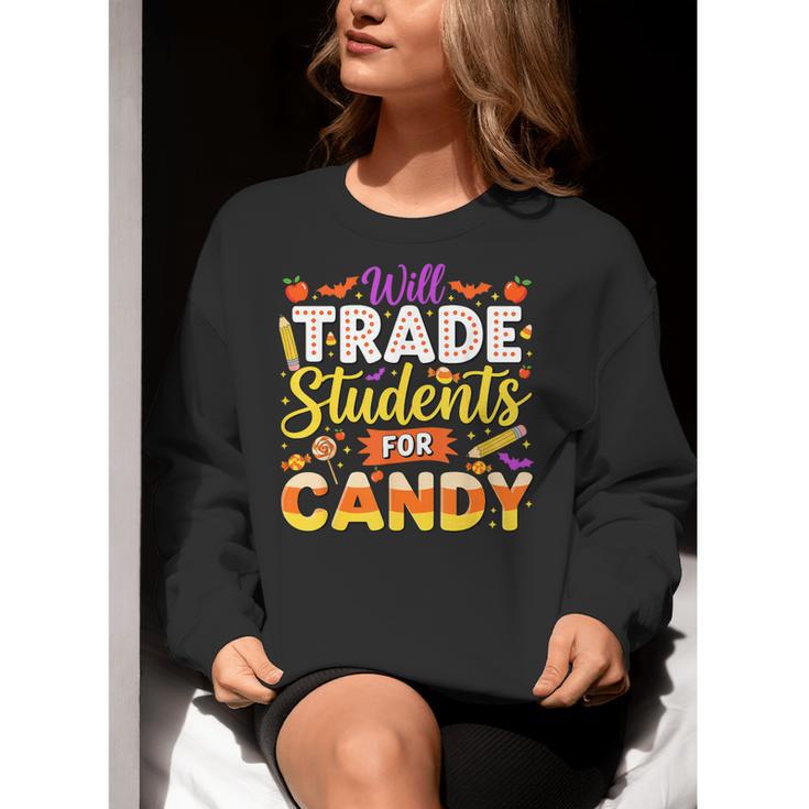 Teacher Cute Will Trade Students For Candy Halloween Costume Women Crewneck Sweatshirt, funny gift