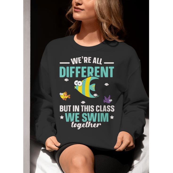 Teacher We All Different But In This Class We Swim Together Women Crewneck Sweatshirt, funny gift