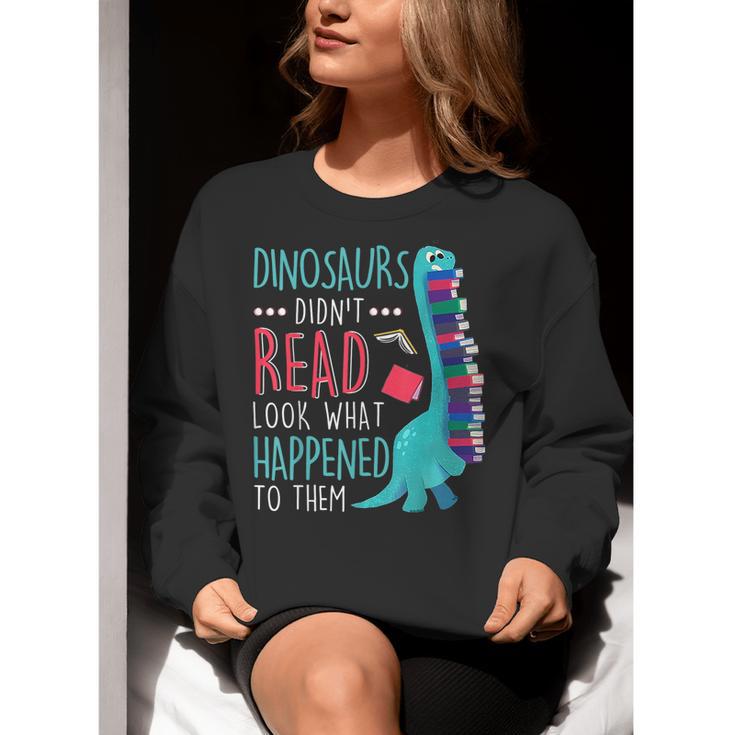 Teacher Dinosaurs Didnt Read Look What Happened Book Reading Women Crewneck Sweatshirt, funny gift Teacher Dinosaurs Didnt Read Look What Happened Book Reading Women Crewneck Sweatshirt, funny gift