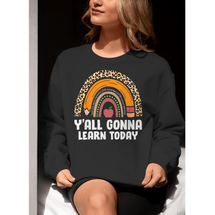 Teacher First Day Of School Y'All Gonna Learn Today Women Crewneck Sweatshirt, funny gift