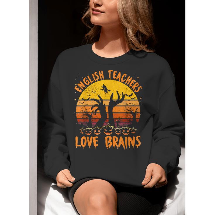 Teacher Halloween All English Teachers Love Brains Women Crewneck Sweatshirt, English Teacher Sweatshirts, funny gift Teacher Halloween All English Teachers Love Brains Women Crewneck Sweatshirt, English Teacher Sweatshirts, funny gift