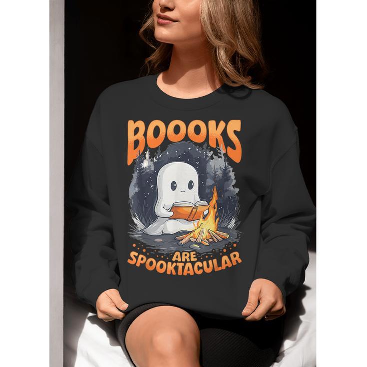Teacher Halloween Ghost Reading Book Animal Boooks Are Women Crewneck Sweatshirt, funny gift