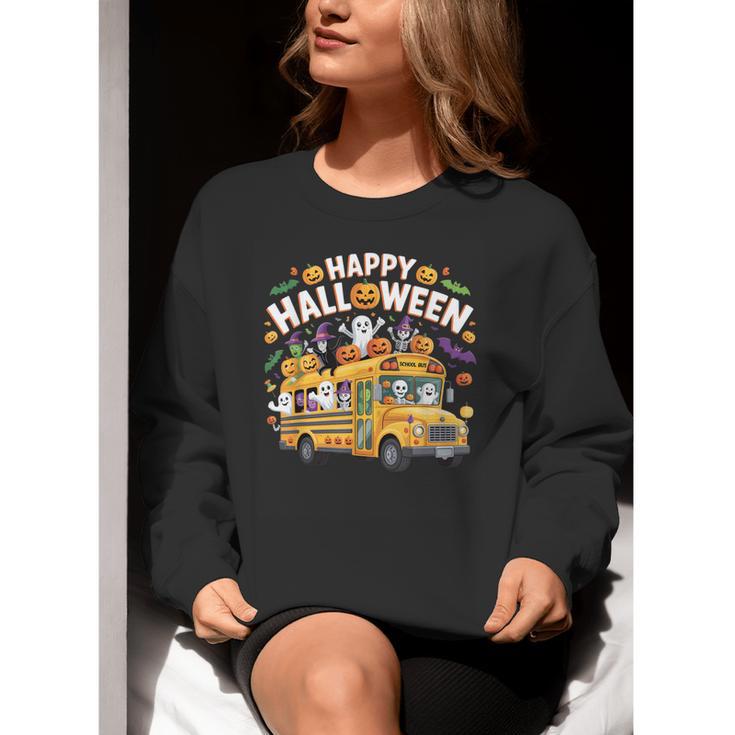 Teacher Halloween School Bus Driver Cute Ghost Witch Party Women Crewneck Sweatshirt, funny gift