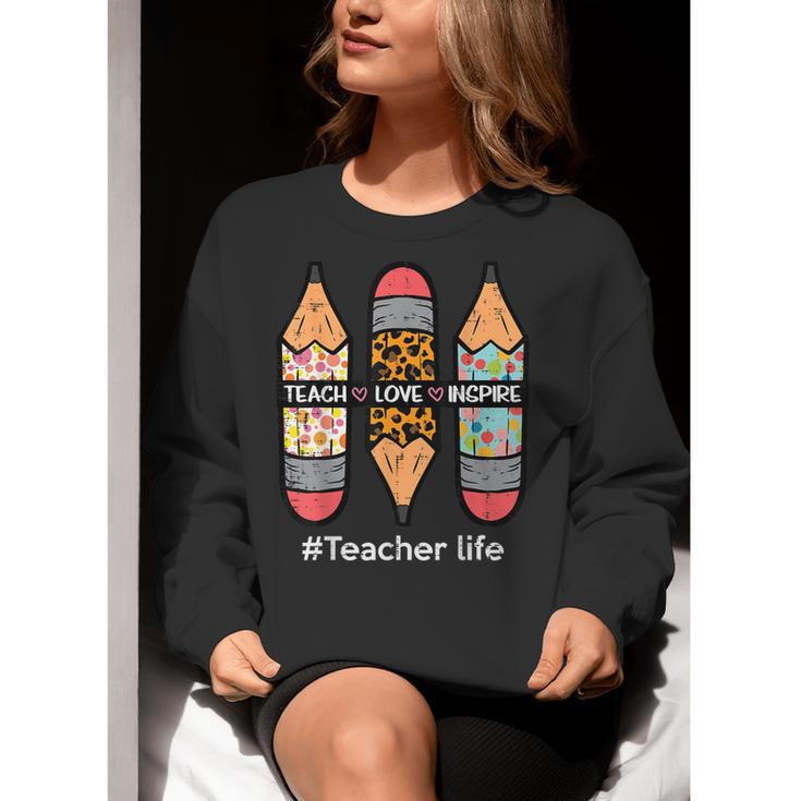 Teacher Life Teach Love Inspire Pencils Inspirational Women Women Crewneck Sweatshirt, funny gift Teacher Life Teach Love Inspire Pencils Inspirational Women Women Crewneck Sweatshirt, funny gift