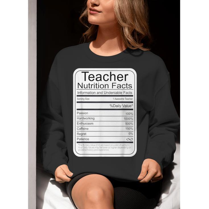 Teacher Nutrition Facts Teachers Nutritional Fact Women Crewneck Sweatshirt, funny gift