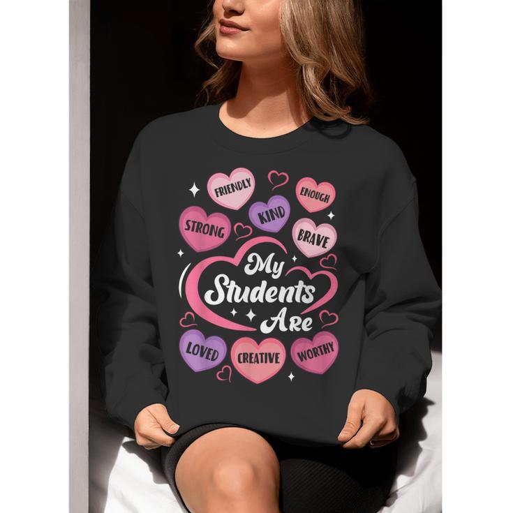 Teacher Positive Affirmations Candy Heart Valentine's Day Women Crewneck Sweatshirt, funny gift Teacher Positive Affirmations Candy Heart Valentine's Day Women Crewneck Sweatshirt, funny gift