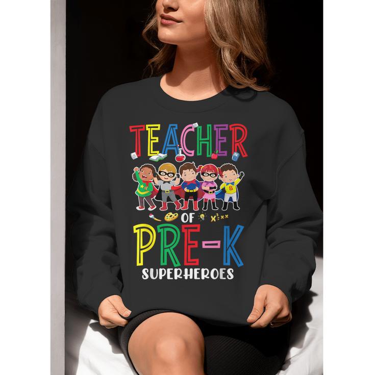 Teacher Of Pre K Superheroes Teacher New School Year Men Women Women Crewneck Sweatshirt, funny gift