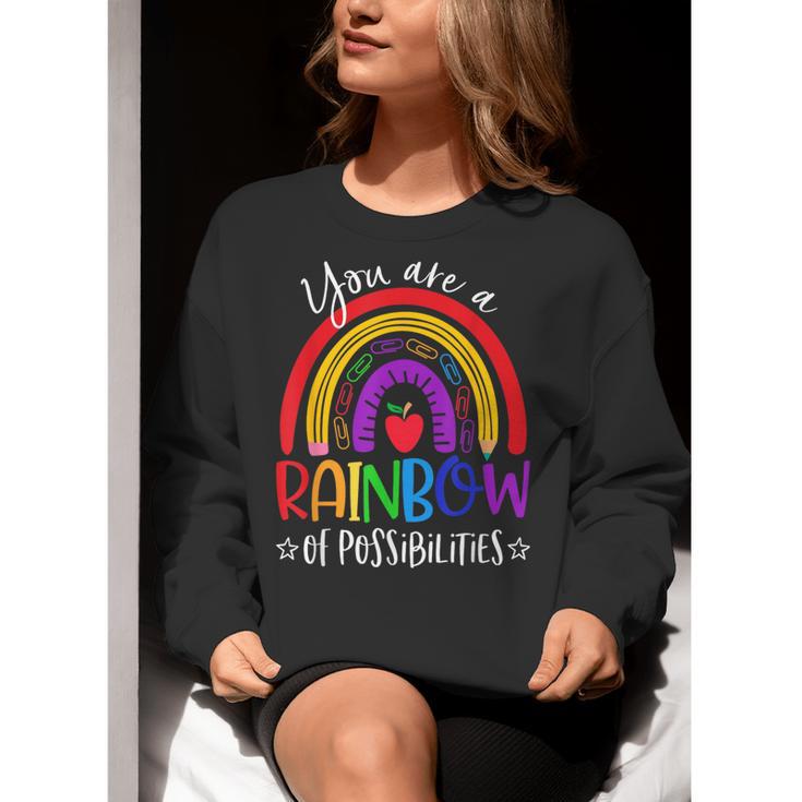 Teacher You Are a Rainbow Of Possibilities Funny Women Crewneck Sweatshirt, funny gift Teacher You Are a Rainbow Of Possibilities Funny Women Crewneck Sweatshirt, funny gift