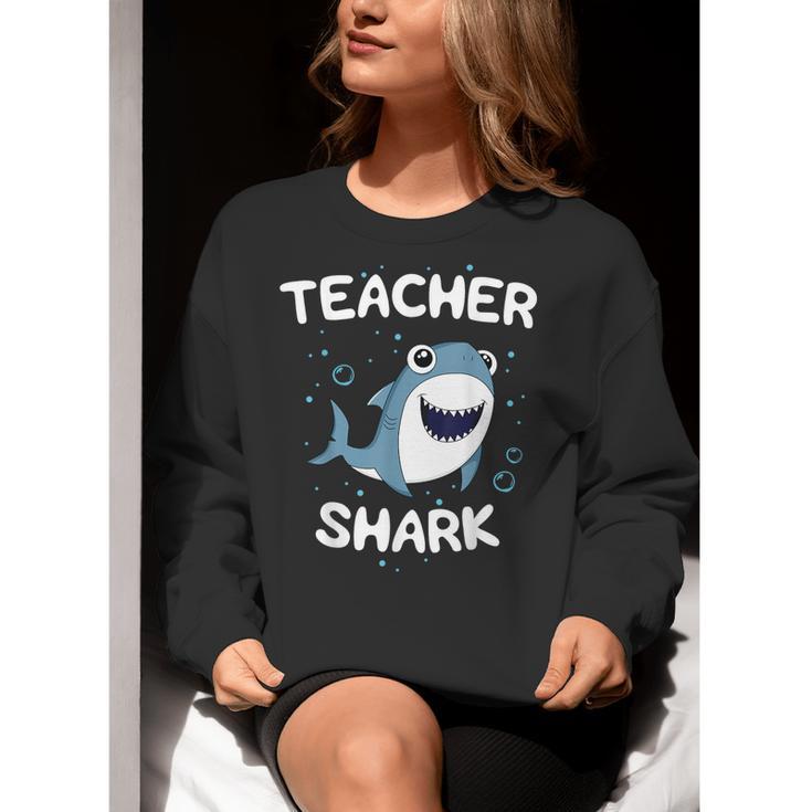 Teacher Shark Teaching Back To School Kindergarten Women Crewneck Sweatshirt, funny gift