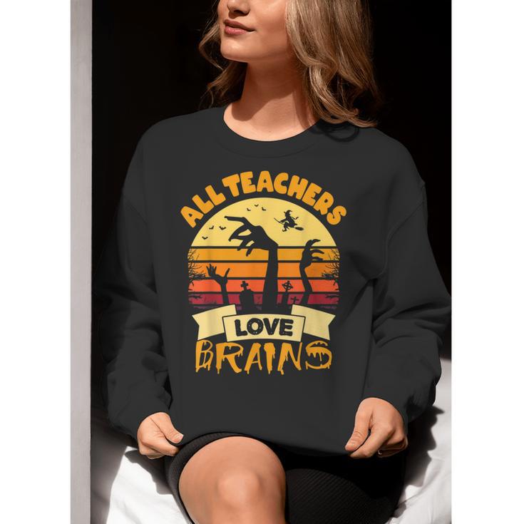 Teacher Shirts Halloween All Teachers Love Brains Women Crewneck Sweatshirt, funny gift Teacher Shirts Halloween All Teachers Love Brains Women Crewneck Sweatshirt, funny gift
