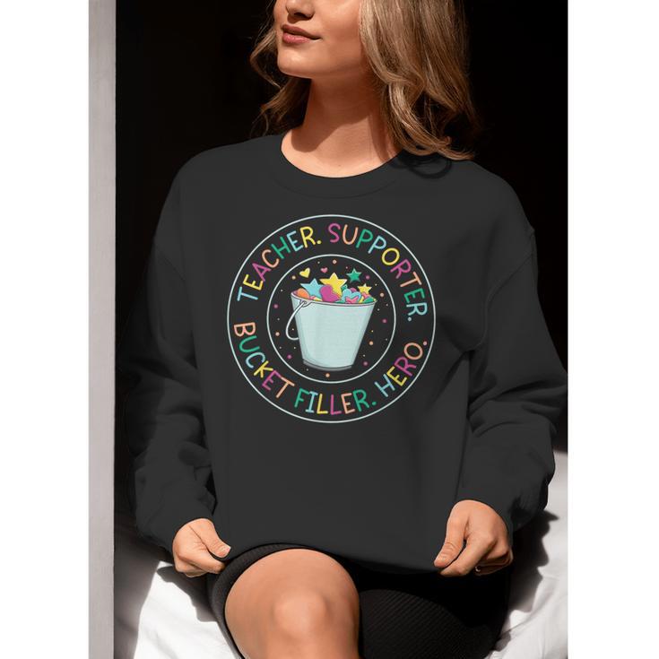 Teacher Supporter Bucket Filler Hero Women Crewneck Sweatshirt, funny gift