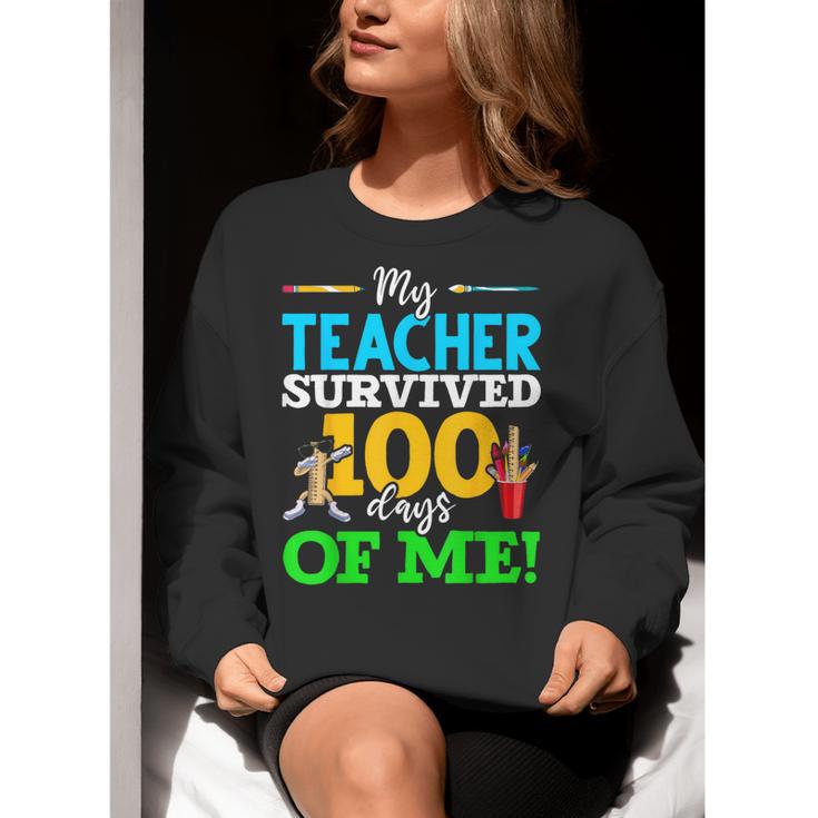 My Teacher Survived 100 Days Of Me Dab 100 Days Of School For Men Women Kids Women Crewneck Sweatshirt, funny gift My Teacher Survived 100 Days Of Me Dab 100 Days Of School For Men Women Kids Women Crewneck Sweatshirt, funny gift