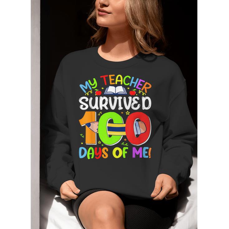 My Teacher Survived 100 Days Of Me 100 Days Of School Women Crewneck Sweatshirt, funny gift