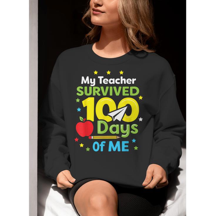 My Teacher Survived 100 Days Of Me Women Crewneck Sweatshirt, funny gift