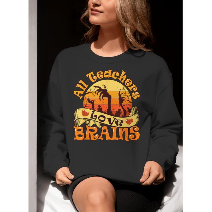 Teacher All Teachers Love Brains Halloween Party Women Crewneck Sweatshirt, funny gift Teacher All Teachers Love Brains Halloween Party Women Crewneck Sweatshirt, funny gift