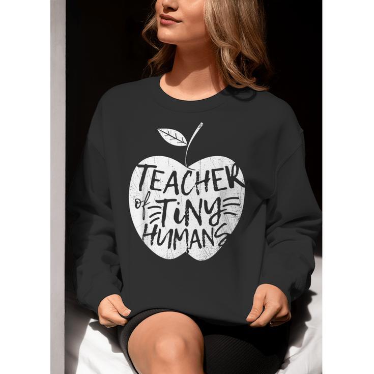 Teacher Of Tiny Humans Preschool Kindergarten Teacher Women Crewneck Sweatshirt, funny gift