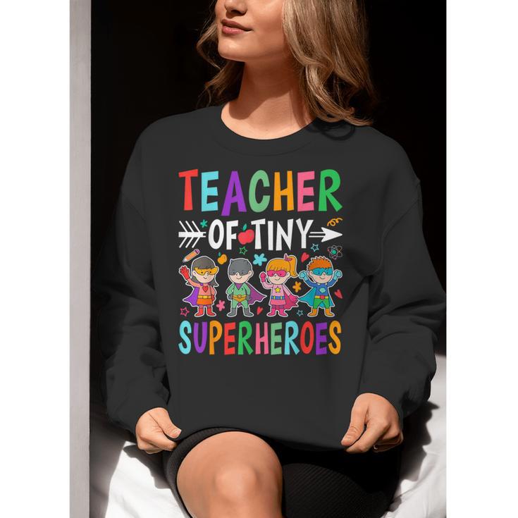 Teacher Of Tiny Superheroes Women Crewneck Sweatshirt, funny gift Teacher Of Tiny Superheroes Women Crewneck Sweatshirt, funny gift
